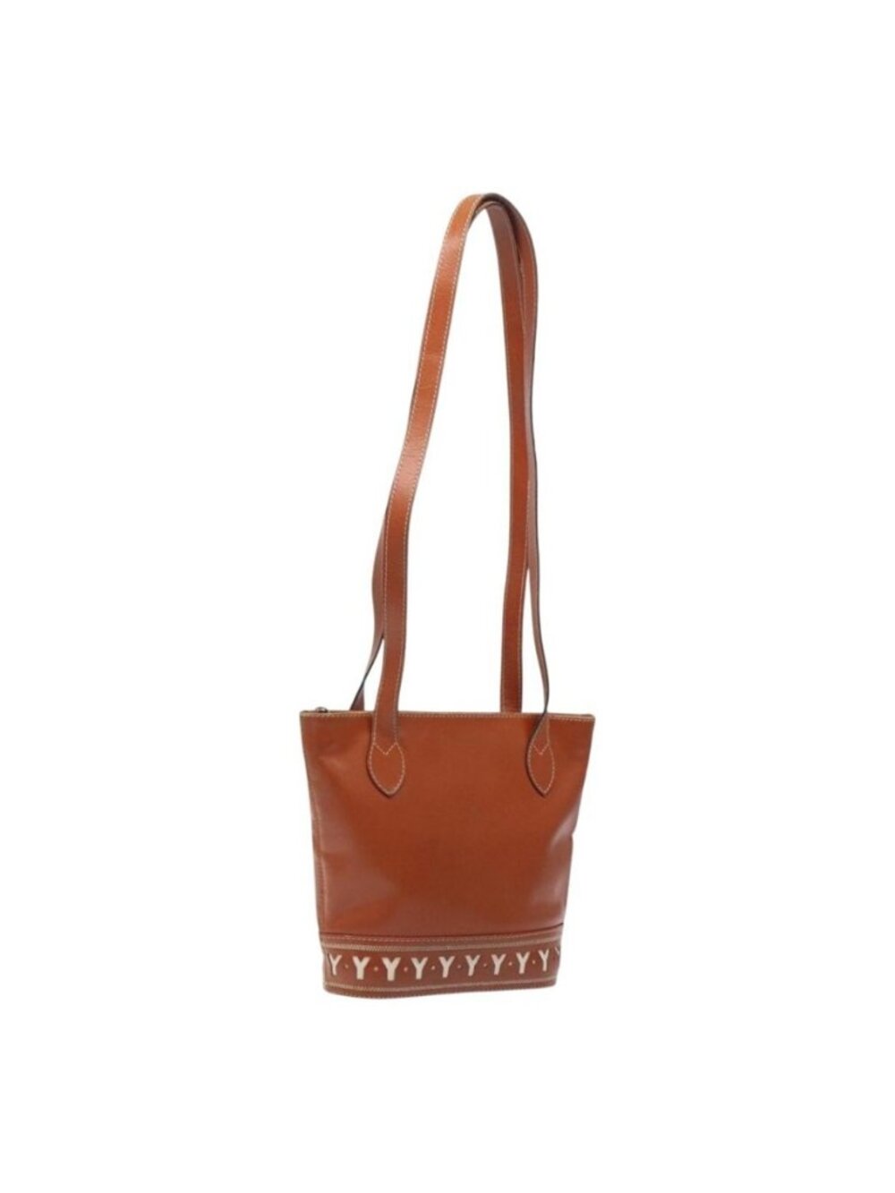 Authentic SAINT LAURENT Shoulder Bag Leather Brown Gold
